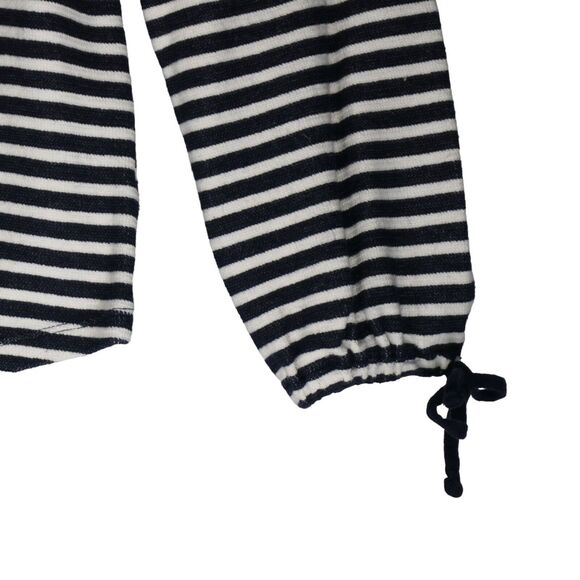 Talbots Knit Top Womens Large Blue White Stripe Nautical Tie Long Sleeves - Picture 4 of 10